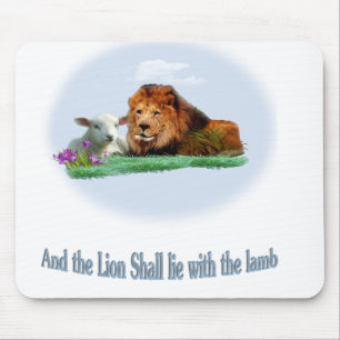 The lion and the lamb art mouse pad