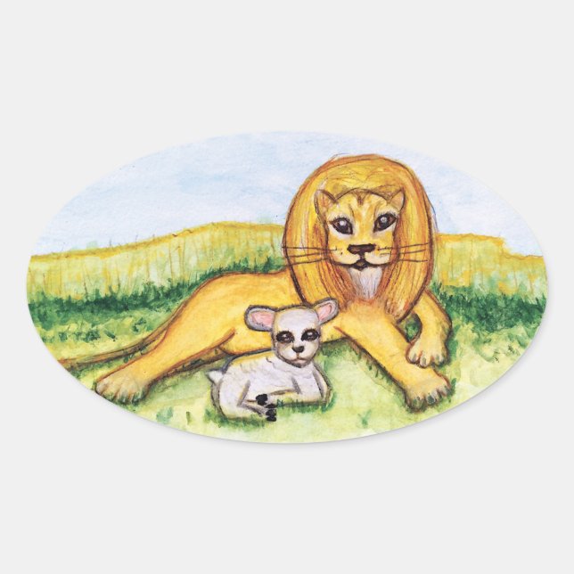 The Lion and the Lamb Oval Sticker (Front)