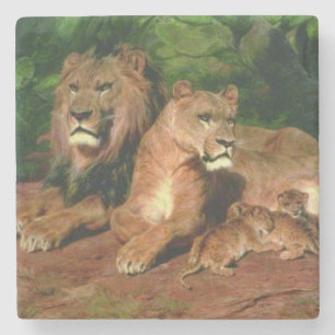The Lion at Home (by Rosa Bonheur) Stone Coaster