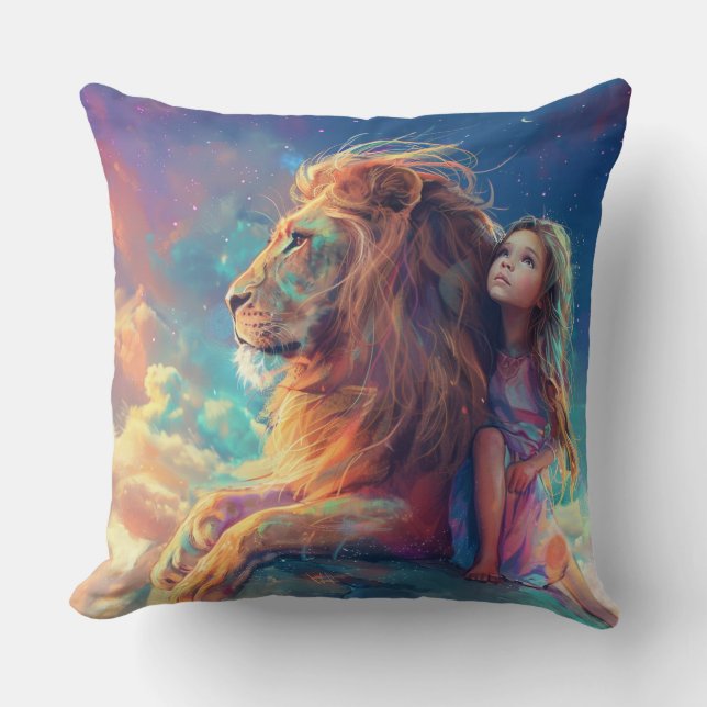 The Lion Beside Me-Children's Throw Pillow (Front)