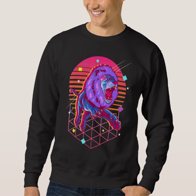 The Lion Japanese Vaporwave 80s Retro Pastel Goth  Sweatshirt (Front)