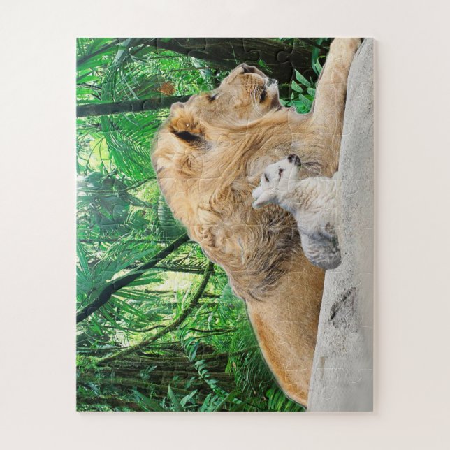 The Lion Lies Down With The Lamb Jigsaw Puzzle (Vertical)