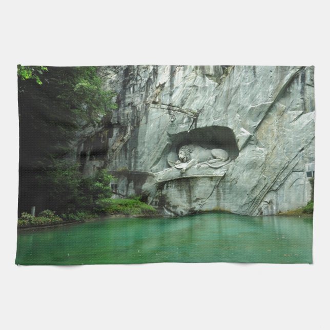 The Lion Monument in Lucerne Tea Towel (Horizontal)