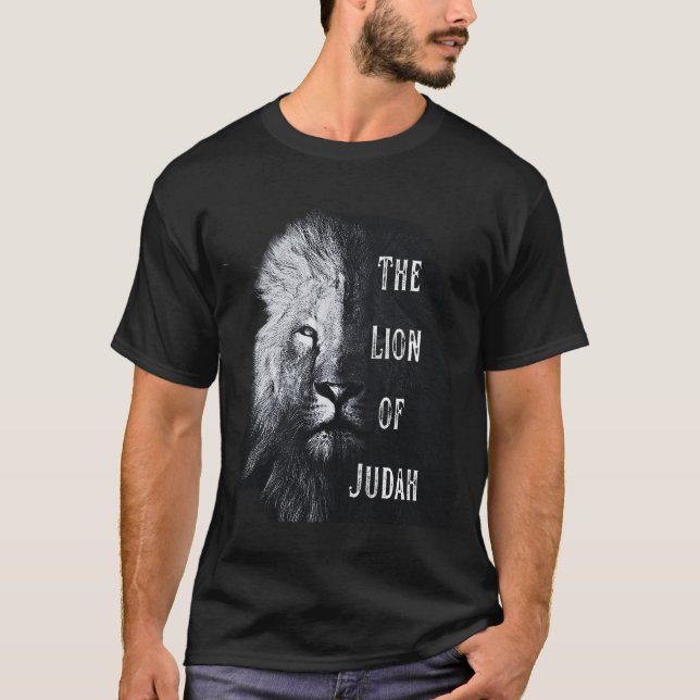 The Lion of Judah Jesus Christ Grunge Black T-Shirt (Front)