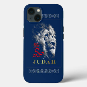 The Lion of Judah Navy Blue Red Gold Christian iPhone 13 Case