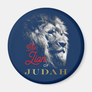 The Lion of Judah Navy Blue Red Gold Christian Magnet