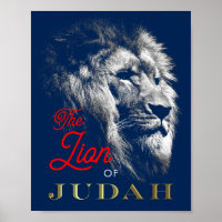 The Lion of Judah Navy Blue Red Gold Christian