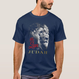 The Lion of Judah Navy Blue Red Gold Christian T-Shirt