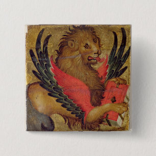 The Lion of St. Mark (oil on panel) 15 Cm Square Badge
