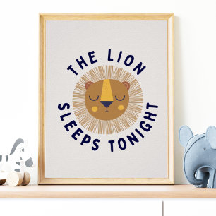 The Lion Sleeps Safari Art Print   Nursery Art