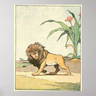 The Lion Story Book Illustration Poster