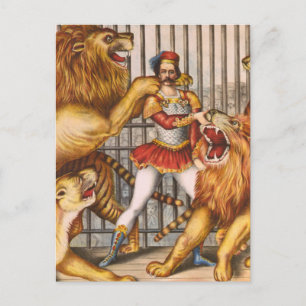 The Lion Tamer Vintage Circus Poster Postcard
