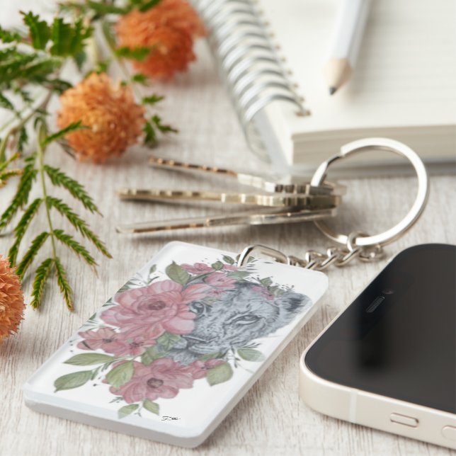 The Lioness Acrylic Keychain, (double-sided) Key Ring (Front Right)