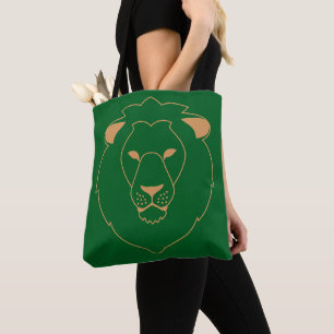 The Lion's Gaze: Golden Contour Tote Bag
