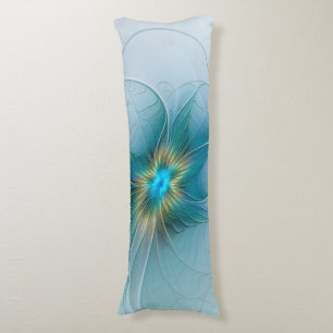 The little Beauty Modern Blue Gold Fractal Flower Body Cushion