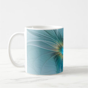 The little Beauty Modern Blue Gold Fractal Flower Coffee Mug