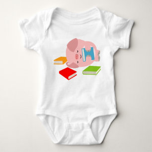The Little Book Lover (Cartoon Pig) Baby Bodysuit