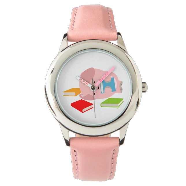 The Little Book Lover (Cartoon Pig) Watch (Front)