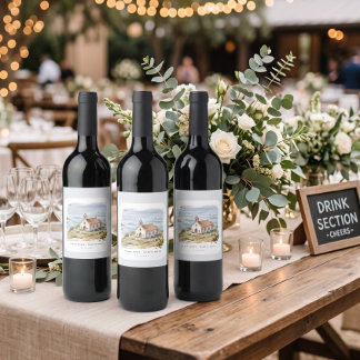 The Little Chapel By The Sea Wedding Wine Label