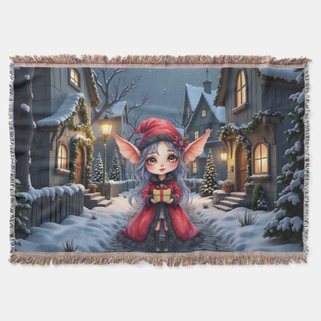 The Little Christmas Messenger.  Throw Blanket (Front)