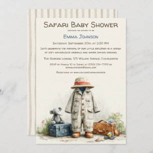 The Little Explorer   Safari Adventure Baby Shower Invitation