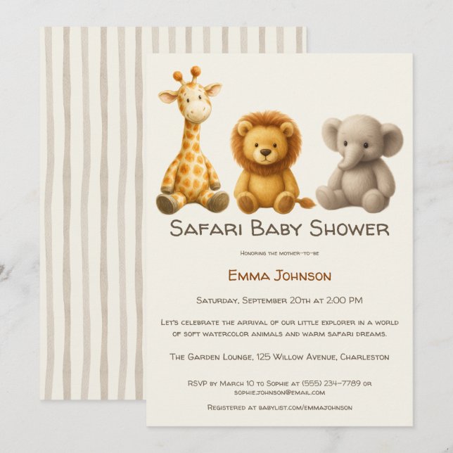 The Little Explorer | Safari Friends Baby Shower Invitation (Front/Back)