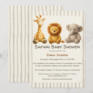 The Little Explorer   Safari Friends Baby Shower Invitation