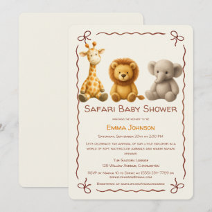 The Little Explorer   Safari Friends Baby Shower Invitation