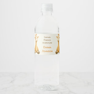 The Little Explorer Safari Friends Baby Shower Water Bottle Label