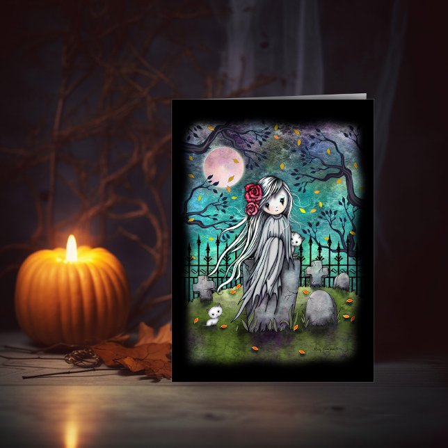 The Little Ghost Cute Halloween Artwork Card (Creator Uploaded)