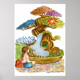 The little girl and her giant Bonsai. Poster