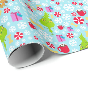 The Little Grinch   Blue Snowflake Christmas Patte Wrapping Paper