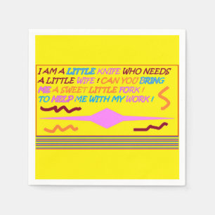 The Little Knife funny poem colours orange lemon Napkin