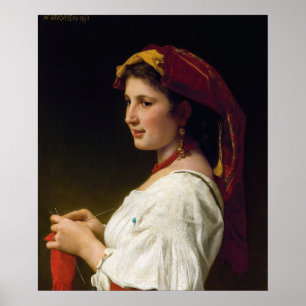 The Little Knitter by William-Adolphe Bouguereau Poster