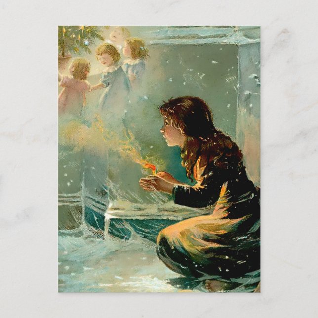 "The Little Match Girl" by E S Hardy Postcard (Front)