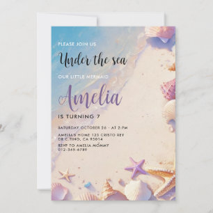 The Little Mermaid's Birthday on the Beach Invitation