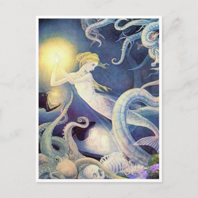 The Little Mermaid's Danger by Dorothy Lathrop Postcard (Front)