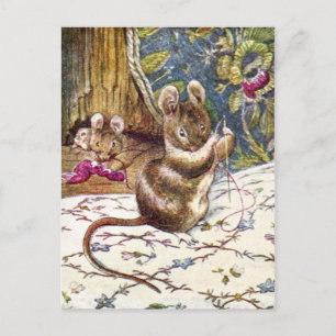 The Little Mice are Busy Sewing Postcard