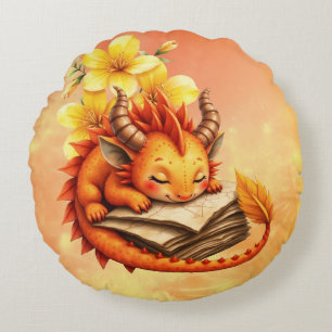 The Little Mystic Dragon.  Round Cushion