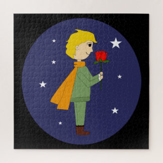 The little prince admiring his rose jigsaw puzzle