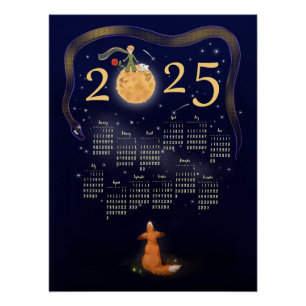 The Little Prince calendar 2025. kid calendar 2025 Poster