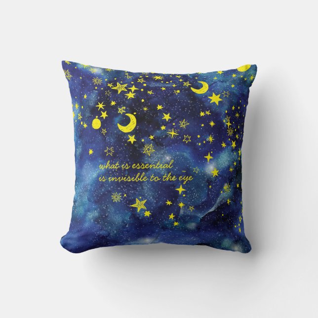 The Little Prince Quote and Stars customised name Cushion (Front)
