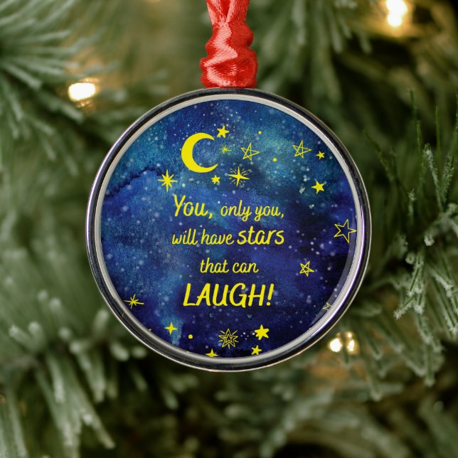 The little Prince Quote with stars  Metal Ornament (Tree)