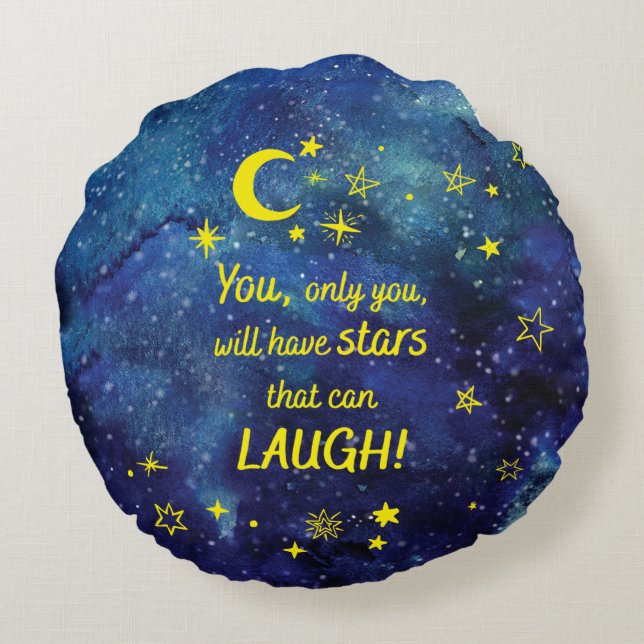 The little Prince Quote with stars Round Cushion (Back)