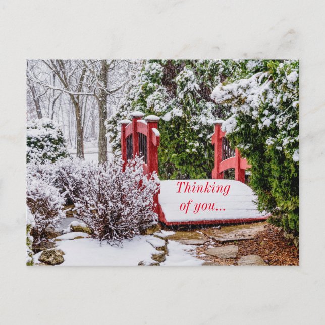 The Little Red Bridge Thinking Of You Postcard (Front)