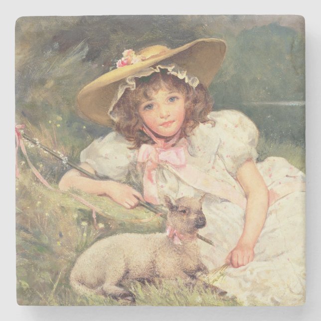 The Little Shepherdess Stone Coaster (Front)