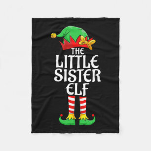 The Little Sister Elf Xmas Matching Christmas Fami Fleece Blanket