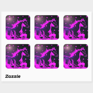 The little sweet pony,pink square sticker