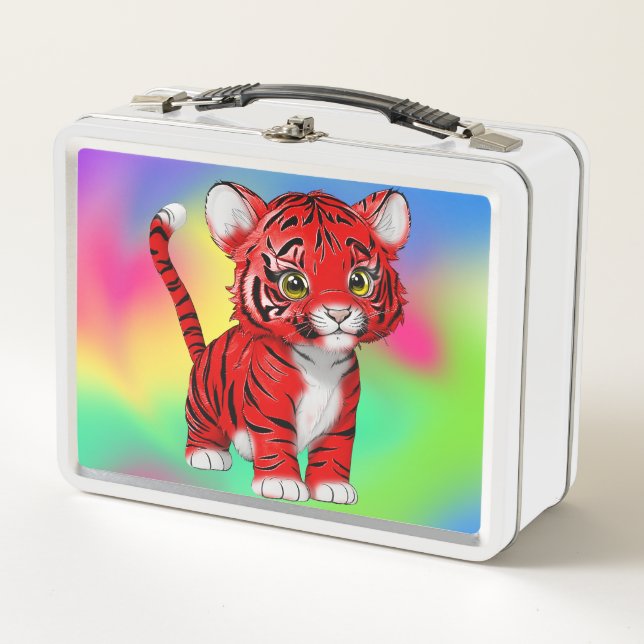 The Little Tiger Red Metal Lunch Box (Front)