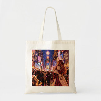 The Little Travel Girl New York New Year Canvas Tote Bag